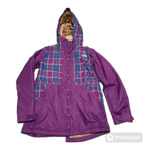 The North Face Morgan Plaid Soft Shell Women's Winter Jacket Purple Blue Small